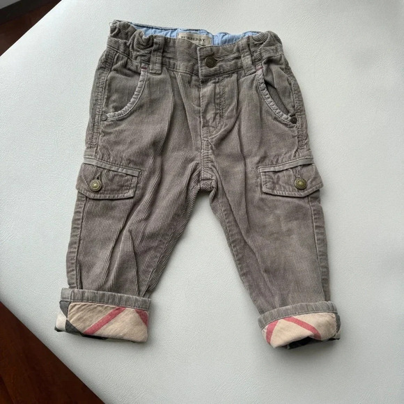 Set shirt button down long sleeves + bottoms 9/12 months Burberry beige - Picture 2 of 5